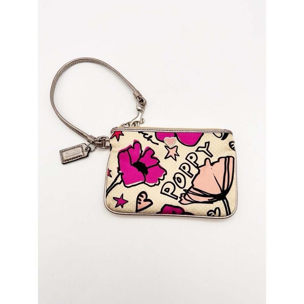 Coach Poppy Wristlet - Limited Edition Kyra Pop Art Pink Floral & Metallic Trim